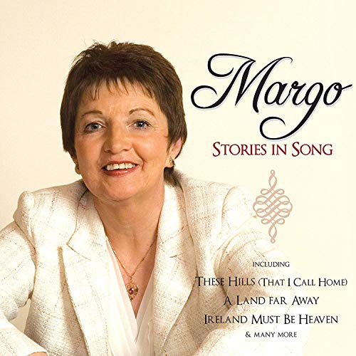 "CD cover featuring a smiling woman in a white jacket, with text 'Margo - Stories In Song'."