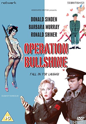 "Operation Bullshine DVD cover featuring cartoon women and military men, red title text."