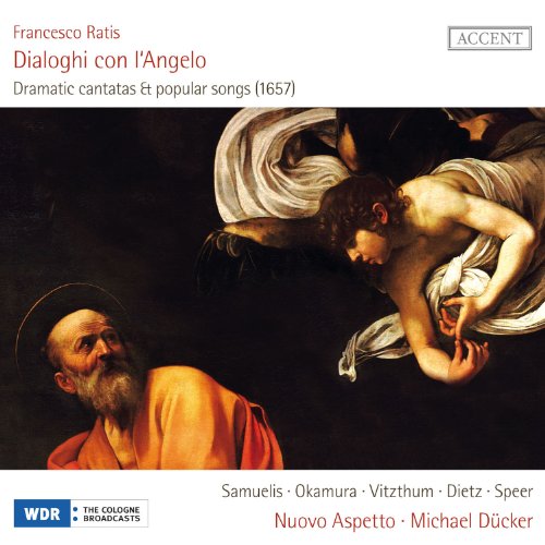 "CD cover featuring a painting of a man and an angel, with text."