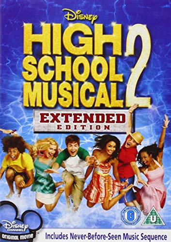 High School Musical 2" DVD cover featuring a group of smiling young performers.