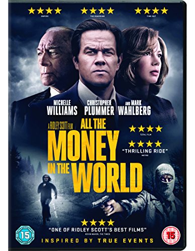 "Movie cover for 'All The Money In The World' featuring three main characters."