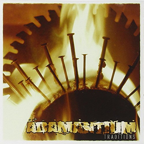 CD cover with metallic gears, spikes, and the band name "Adamantium.