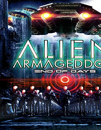DVD cover for "Alien Armageddon" featuring spaceships and soldiers.