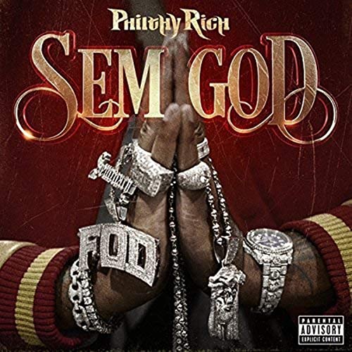 CD cover for Philthy Rich’s “SEM GOD” featuring hands in prayer with jewelry.