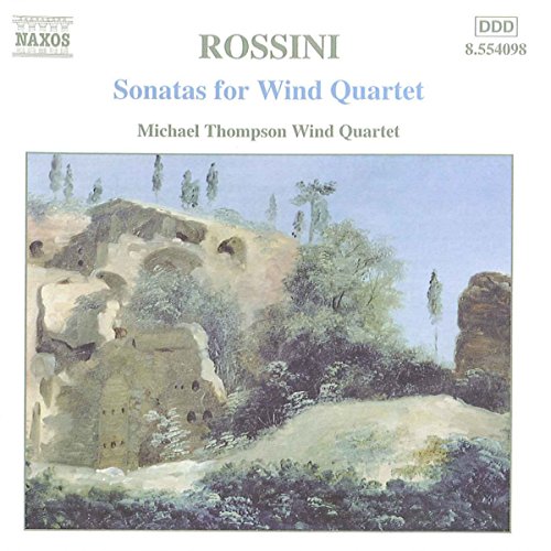 CD cover: landscape painting with text “Rossini Sonatas for Wind Quartet”.