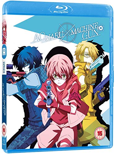 Blu-ray cover for "Aoharu X Kikanjuu" featuring anime characters with guns.