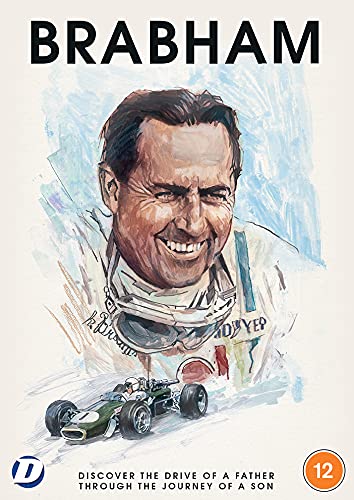DVD cover featuring a painted portrait of racing driver Jack Brabham.