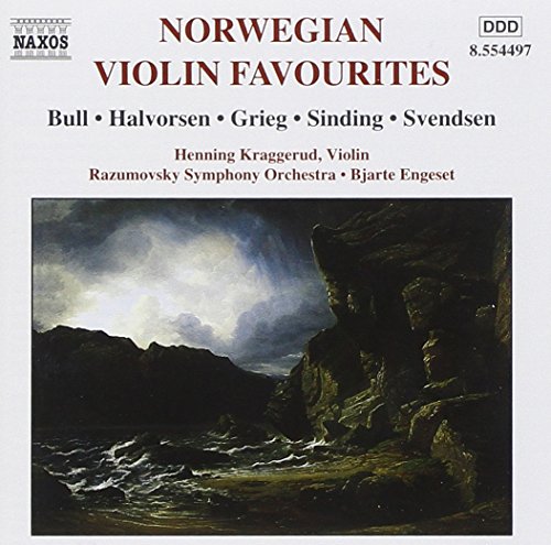 "CD cover with 'Norwegian Violin Favourites' title and a seascape painting."