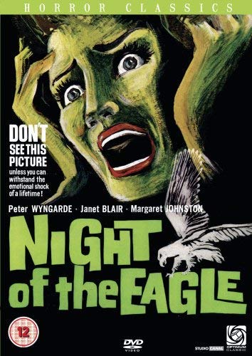 DVD cover for "Night of the Eagle" featuring a distressed woman and an eagle.