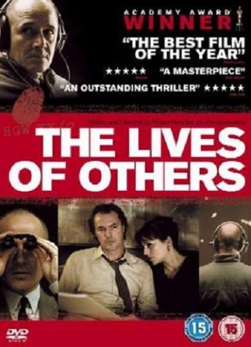 DVD cover for “The Lives of Others” featuring actors and surveillance imagery.