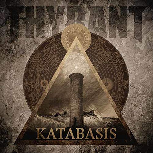 Album cover: dark, symbolic landscape with a tower and circular design.