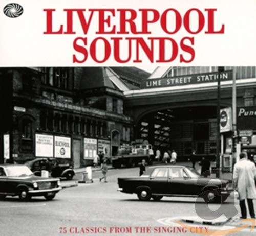 CD cover for "Liverpool Sounds" featuring Lime Street Station and cars.