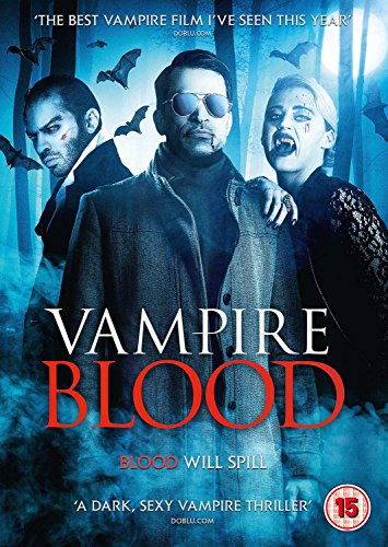 DVD cover for "Vampire Blood" featuring three people in dark attire with bats flying around.
