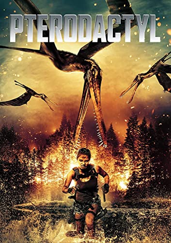 DVD cover for "Pterodactyl" featuring a woman running from flying reptiles.