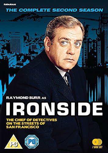 DVD cover for Ironside Season 2 featuring Raymond Burr against a blue city background.