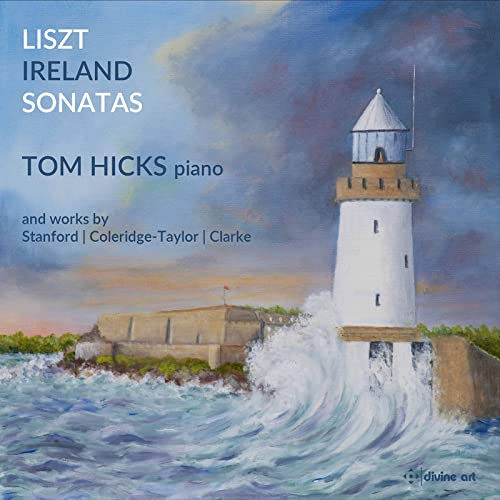 CD cover with a painting of a white lighthouse amidst stormy seas.