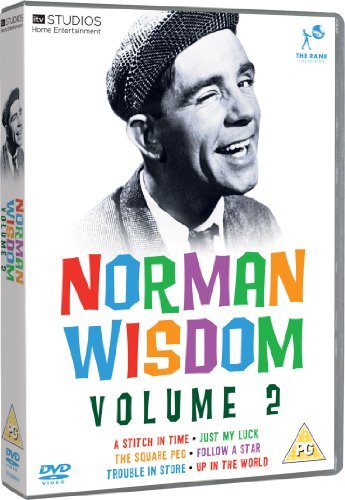 DVD case with black and white photo of Norman Wisdom and multicolored text.