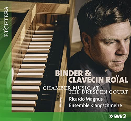 CD cover featuring a man’s portrait and a harpsichord keyboard.