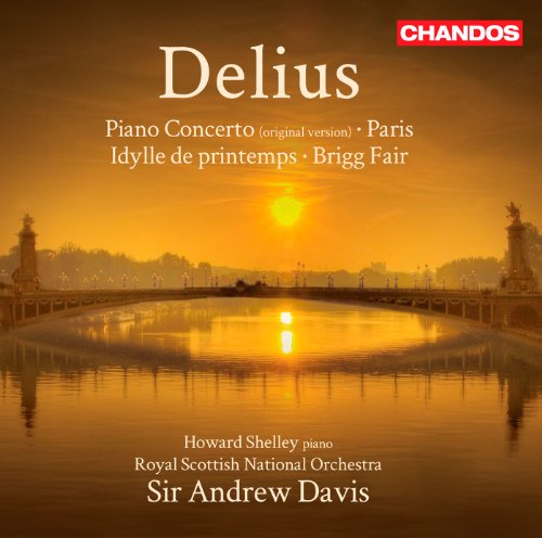 CD cover with sunset over a bridge and text "Delius".