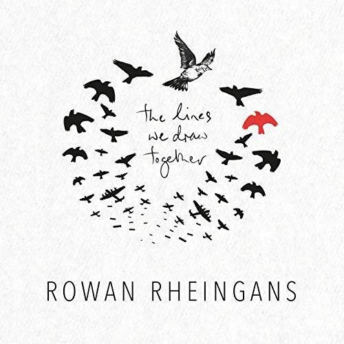 "Album cover with black birds and one red bird, text 'the lines we draw together'."