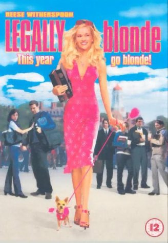 “Legally Blonde” DVD cover featuring Reese Witherspoon in pink, with a chihuahua.