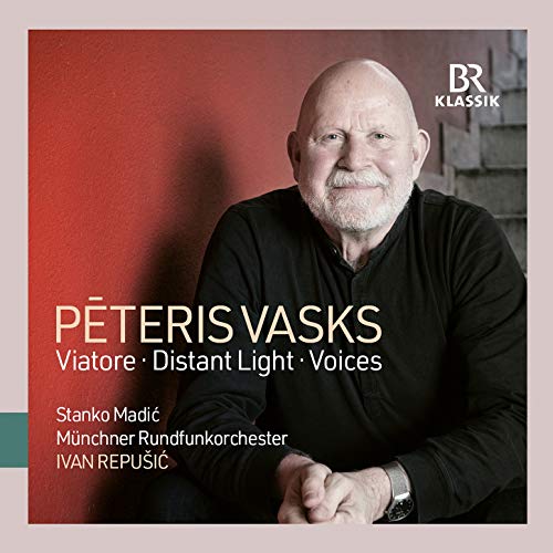 CD cover featuring composer Pēteris Vasks, a portrait with text details.