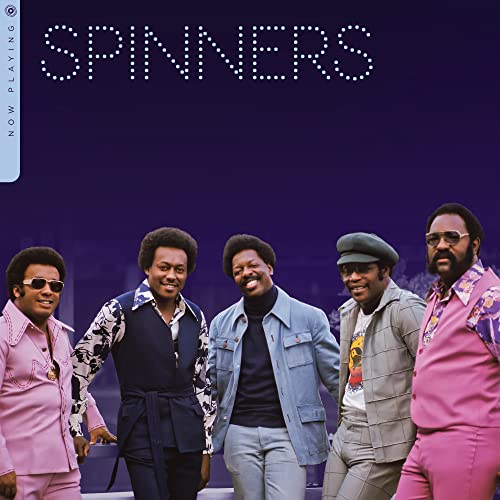Album cover for The Spinners, featuring five men in 1970s attire.