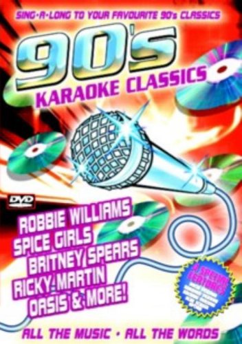 DVD cover featuring a microphone and CDs, with 90s artist names listed.