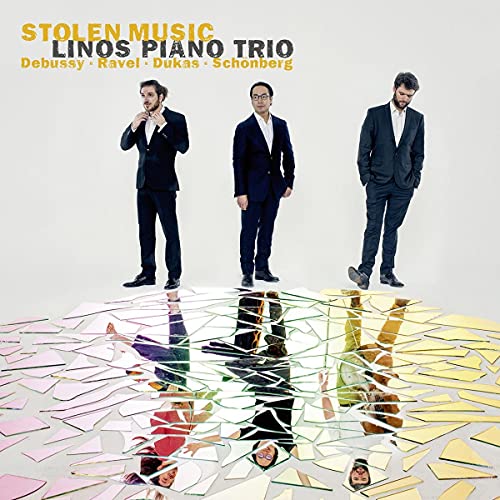 CD cover featuring the Linos Piano Trio and shattered mirror imagery.