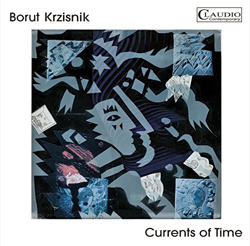 "CD cover art with abstract blue and black collage, white background, and black text."