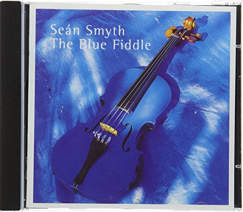 Blue violin on a blue, reflective surface, with white text "Seán Smyth The Blue Fiddle".
