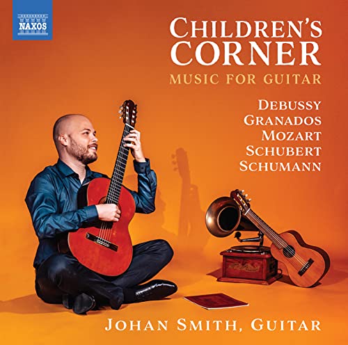 CD cover featuring guitarist Johan Smith, vintage gramophone, and guitars.