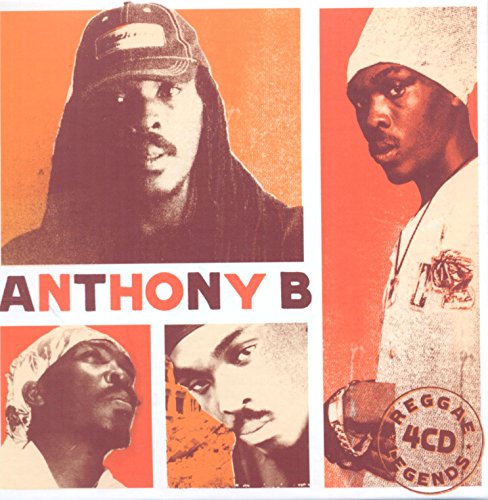 "Album cover with a collage of Anthony B's portraits in orange tones."