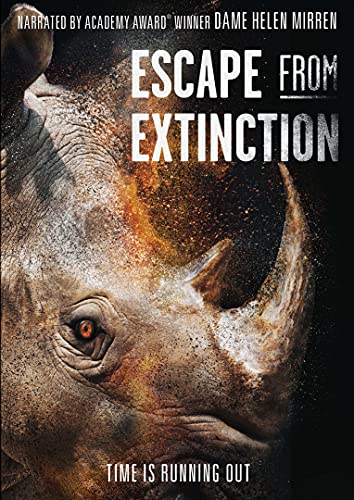 DVD cover featuring a close-up of a rhinoceros face, titled “Escape From Extinction.”