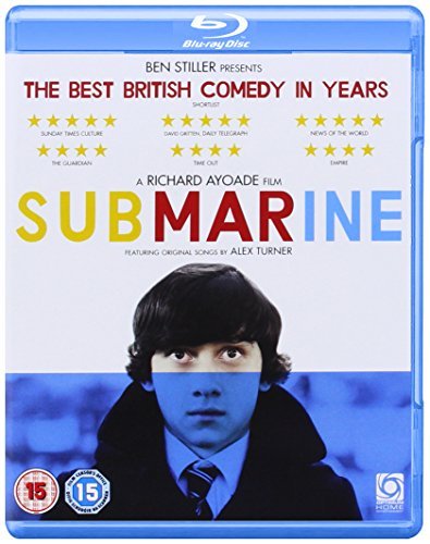 Blu-ray cover for the film Submarine featuring a young man with a blue face.