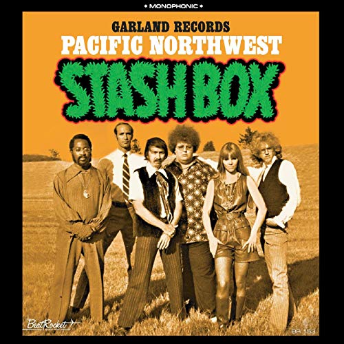 Vinyl album cover with six people standing together in a field.