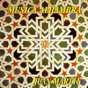 "CD cover with intricate geometric pattern and yellow text 'MUSICA ALHAMBRA' and 'JUAN MARTIN'."