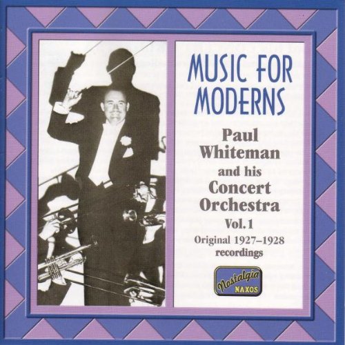CD cover with black and white image of conductor and blue patterned border.