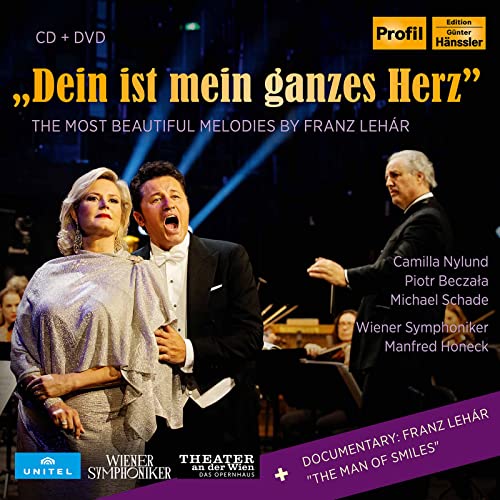 CD cover featuring opera singers and orchestra, promoting Franz Lehar melodies.