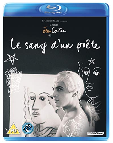 Blu-ray cover for "Le Sang d'un Poète" featuring sketched faces and a man.