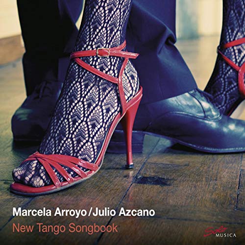 CD cover: Dancers’ legs in tango pose, red shoes, dark flooring.