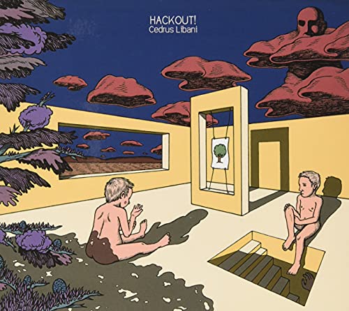 CD cover with illustrated children, trees, and abstract architectural shapes.