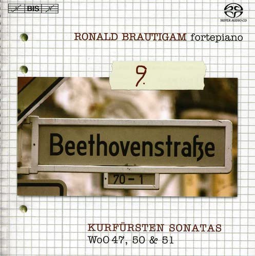 CD cover for Ronald Brautigam’s Beethoven piano sonatas, featuring a street sign.