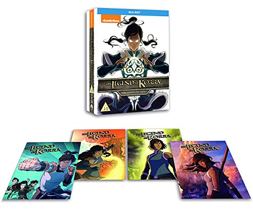 Blu-ray case for "The Legend of Korra" with character artwork and four discs.
