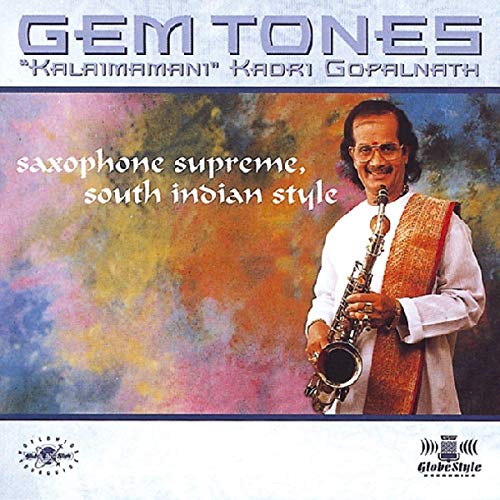 CD cover featuring Kadri Gopalnath playing a saxophone, portrait.