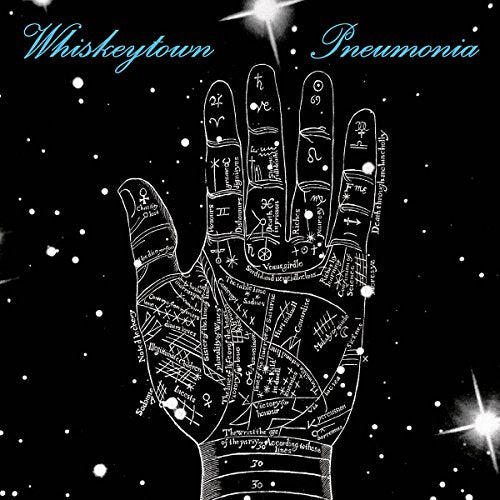 Whiskeytown "Pneumonia" CD cover: a white palm reading against a starry black background.