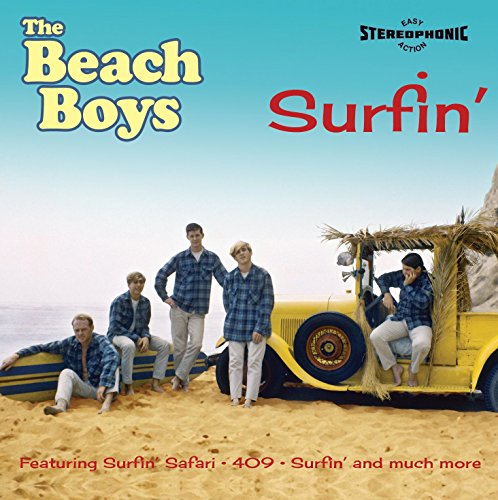 Beach Boys “Surfin’” CD cover with band members and a yellow car.