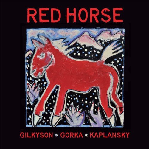 "Album cover featuring a red horse illustration against a black background with red text."