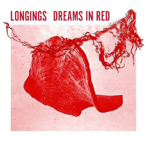 Red vinyl record cover with abstract image of red string and shape.