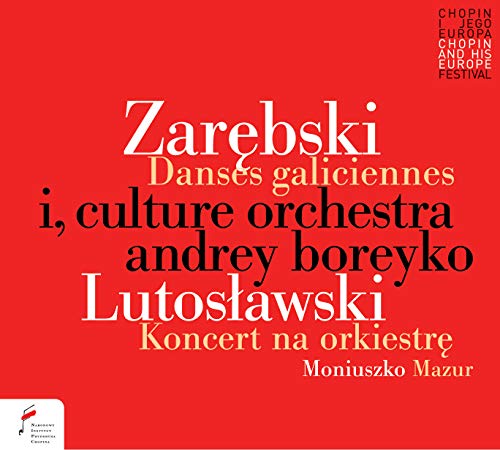 Red album cover with white, black, and yellow text, featuring musical composition details.